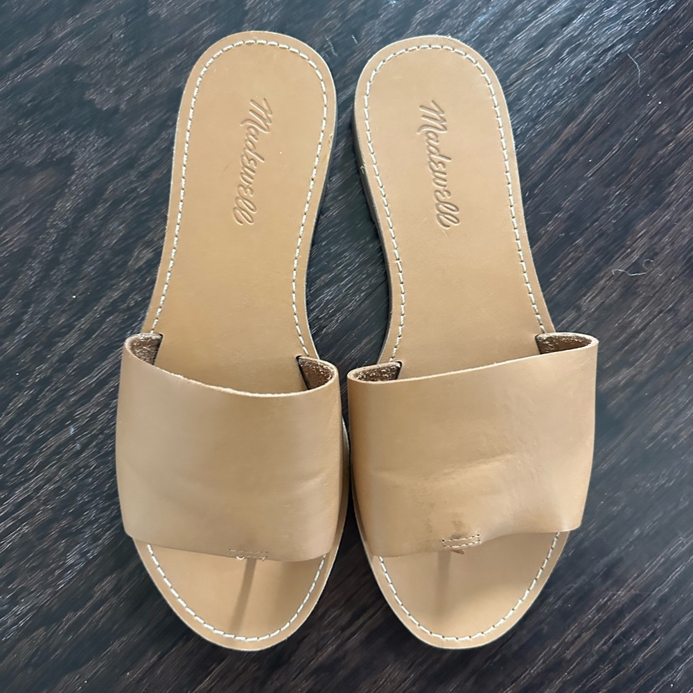 Madewell Tan Leather Slide Sandals